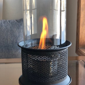 Indoor Portable Fireplace, Perfect Christmas Gift Idea, Black Round Shape Tabletop Fire Pit, Outdoor Patio Decor, Housewarming Gift for BFF
