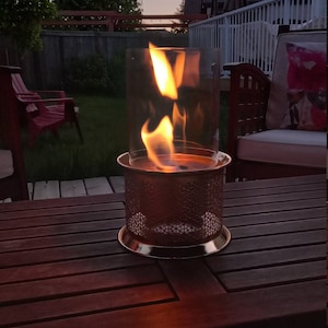 Indoor Portable Fire Pit, Gold Round Shape Tabletop Fireplace, Coffee Table Decor, Housewarming Gift, Outdoor Patio Decor, Christmas Gift