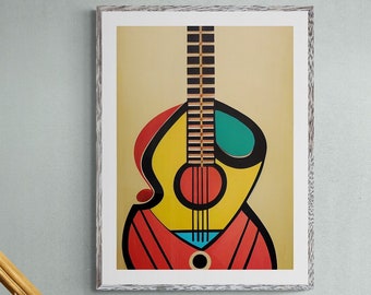 Acoustic Guitar Art Print #2 Original Modern Abstract Painting