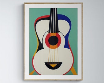 Acoustic Guitar Art Print #5 Original Modern Abstract Painting