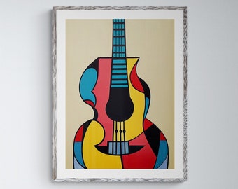 Acoustic Guitar Art Print #1 Original Modern Abstract Painting