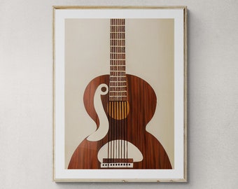 Acoustic Guitar Art Print #4 Original Modern Abstract Painting