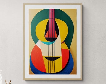 Acoustic Guitar Art Print #3 Original Modern Abstract Painting