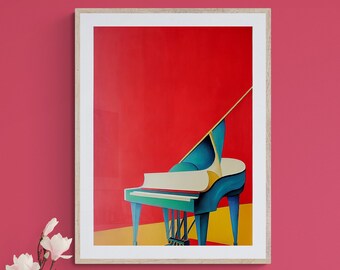 Piano Art Print #1, Original Modern Abstract Painting, Cherry Red Piano Painting Wall Print