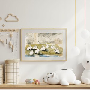 Vintage Style Rabbit Watercolor Art