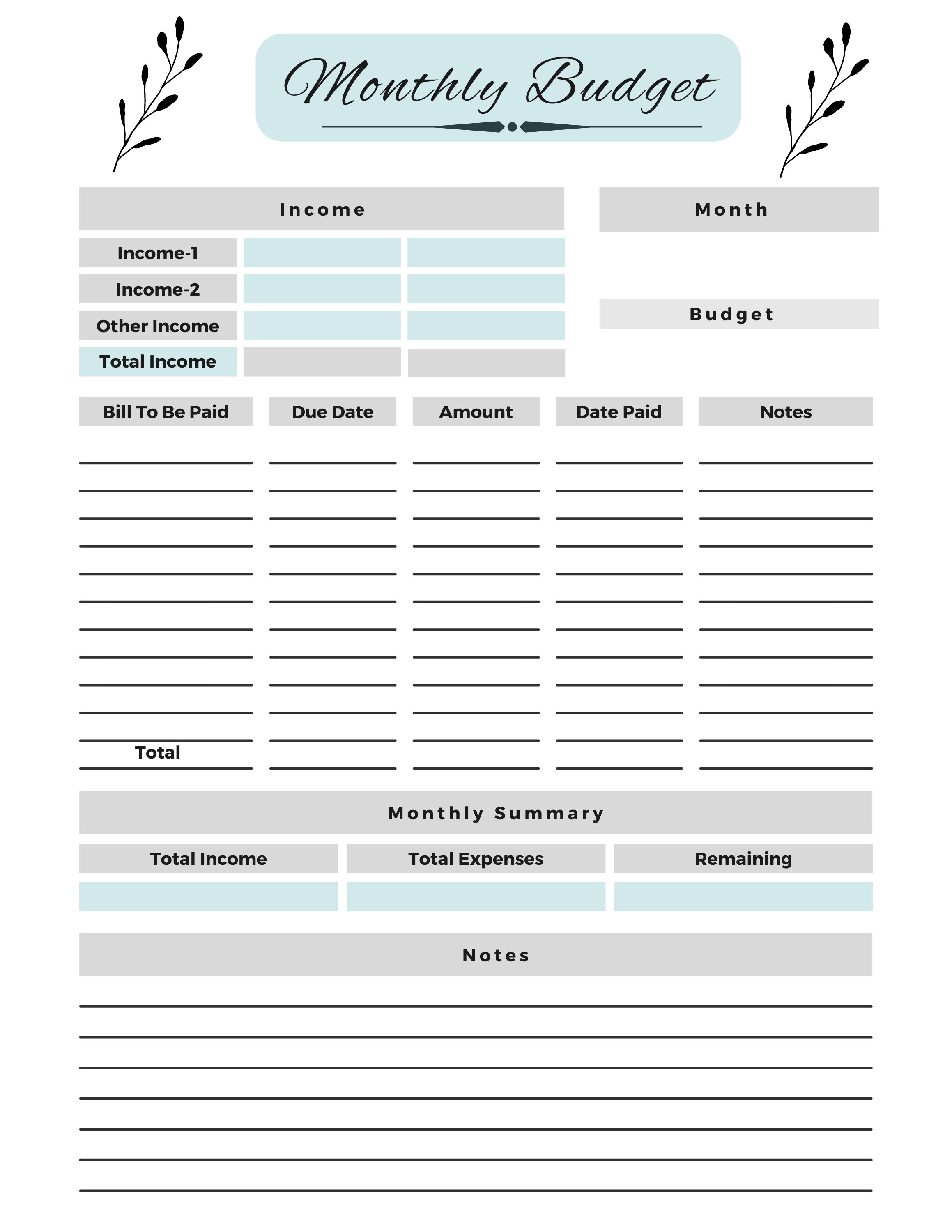 Monthly Budget Planner TEMPLATE, Paycheck Budget Printable, Budget ...