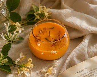 Organic Honeysuckle Orange Soy Candle | Handmade Floral Citrus Aromatherapy (600g)