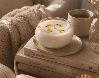 White Snowdrop Sculptural Candle | Handmade Soy Wax | Minimalist Cottagecore Decor