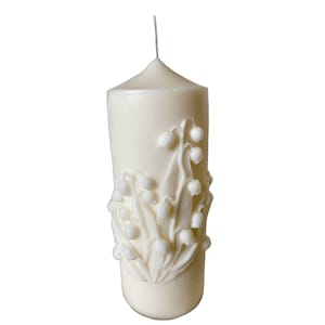 Lily of The Valley Scented Flower-Shaped 100% Organic Wax Pillar Candle