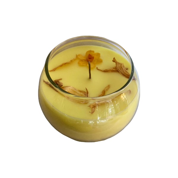 Daffodil Scented Yellow 100% Organic Soy Wax Bowl Candle