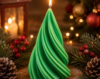 Hand-Poured Organic Soy Wax Christmas Tree Candle | Festive Winter Home Décor