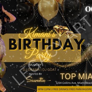 Birthday Glam Flyer| Birthday Flyer| Video Flyer | DIY Birthday Flyer| Editable Birthday Flyer