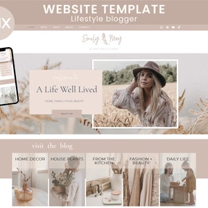 WIX Blog Template - Website Design - WIX Template - Blogger Template - WIX Website Template - Lifestyle Blog Design - Feminine Blogger Theme