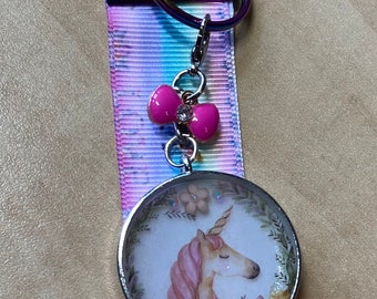 Multicolored unicorn keyring