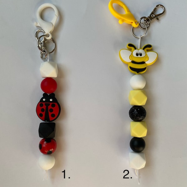 Charme de sac - porte-clés - identifiant mignon abeille ou coccinelle - lanière