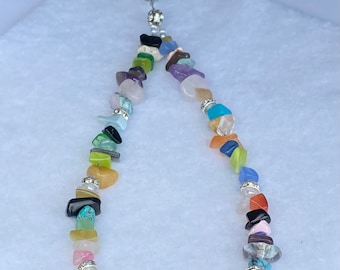 Multicolored semi-precious stone charm / phone bracelet/ jewelry