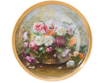 Assiettes murales décoratives en porcelaine à décor de fleurs