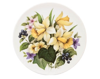 Assiette murale décorative d'un diamètre de 21 cm décorée de « fleurs »