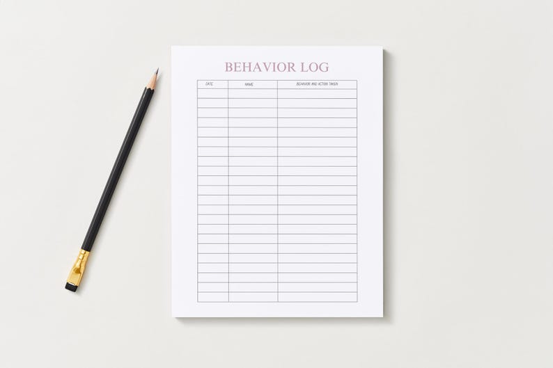 Child Behavior Log Printable | Daily Tracker for Parents, Teachers (PDF ...