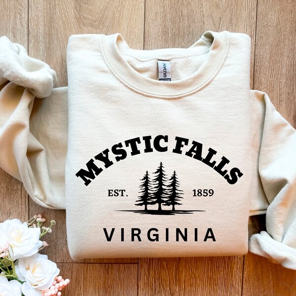 Sudadera Mystic Falls, sudadera de otoño, Vampire Diares, Virginia Crewneck, camisa Mystic Falls, sudadera de moda, regalo del Día de la Madre