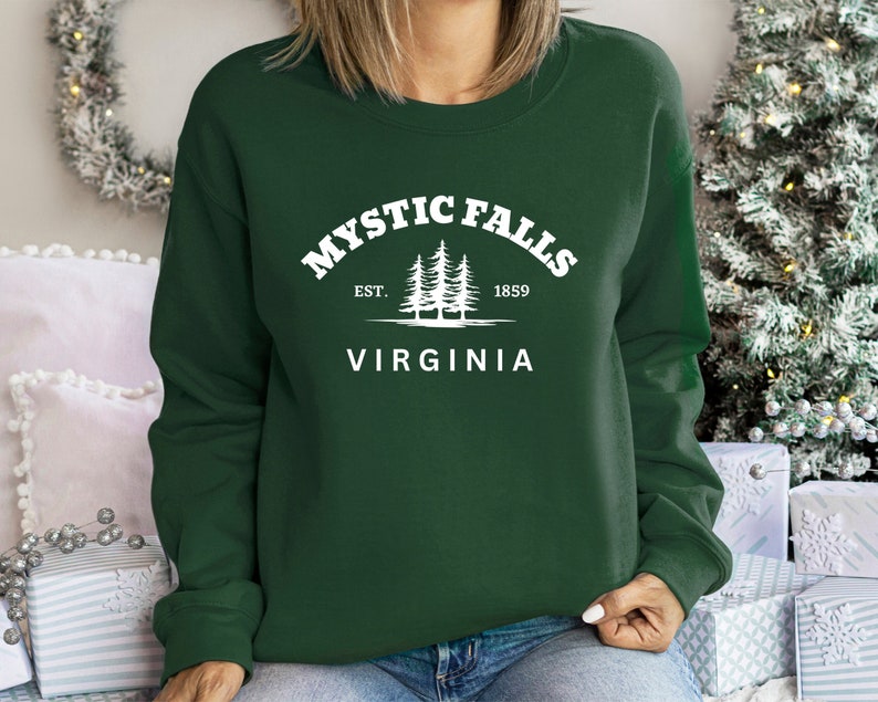 Mystic Falls Sweatshirt, Herbst Sweatshirt, Vampire Diares, Virginia Rundhalsausschnitt, Mystic Falls Shirt, trendiges Sweatshirt, Muttertagsgeschenk Bild 4