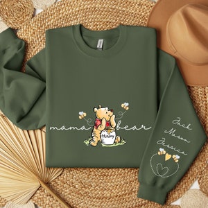 Custom Mama Bear Sweatshirt with Kids Name on Sleeve Sweatshirt, Best mother's day gifts, Grandmother's day gifts, Pooh Shirt