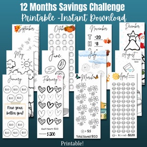 Printable Savings Challenge | Monthly Savings Challenge | Savings Challenge Bundle | Mini Savings Challenge Trackers | 2024| Fun | 2K| Gift