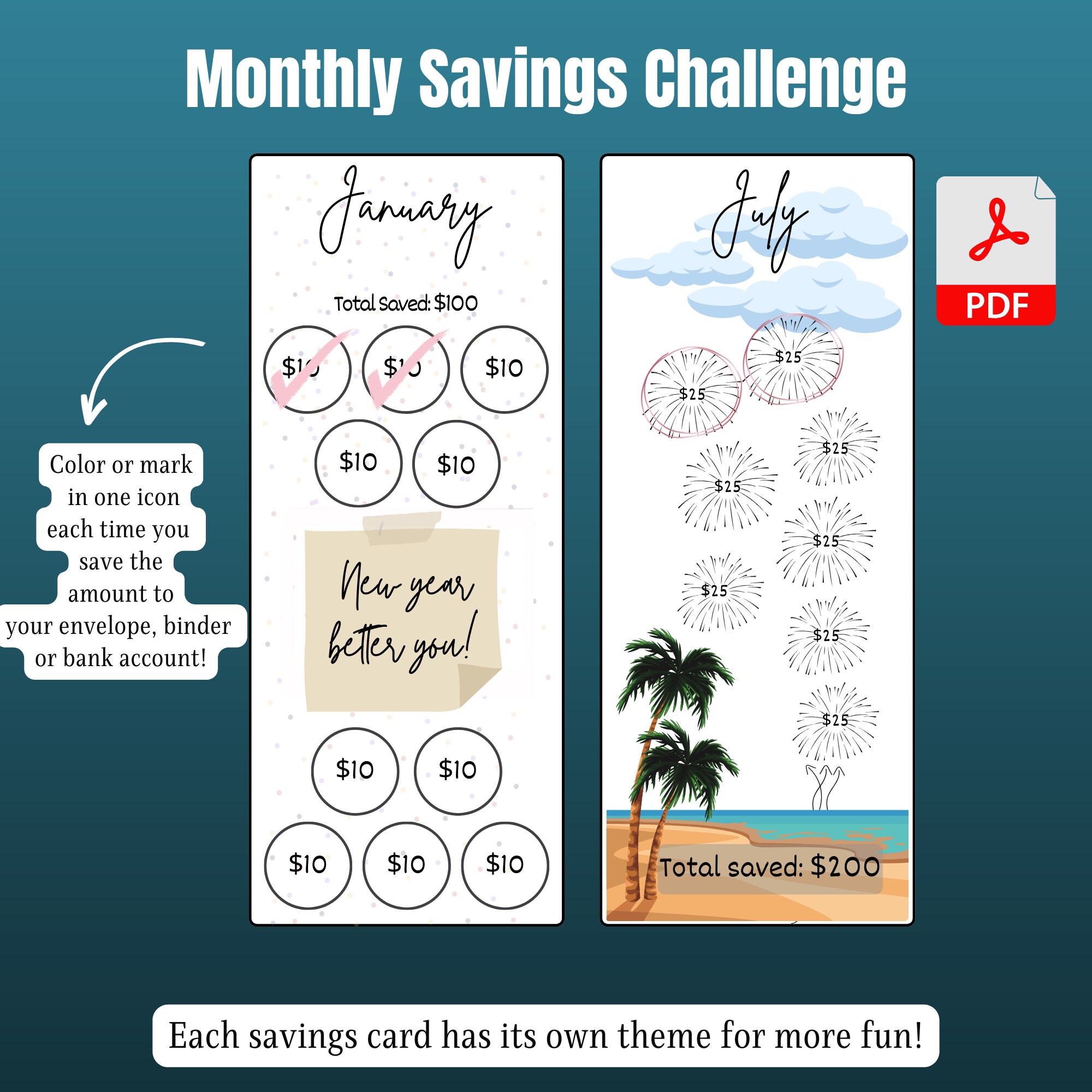 Summer Fun Savings Challenge/vacation Savings Challenge/ , summer saveings  