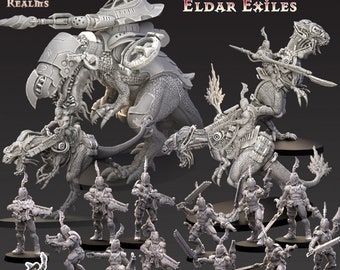 Set of Eldar Exiles dinosaurs 32mm by Across the Realms