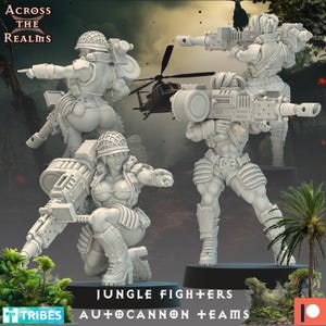 4x Autocannon Teams Jungle Fighters Pinup NFSW 32 mm by Across the Realms Pin Up