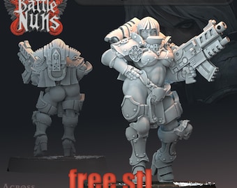 Battle Nun standing 1 Figure 32mm by Across the Realms Pin Up