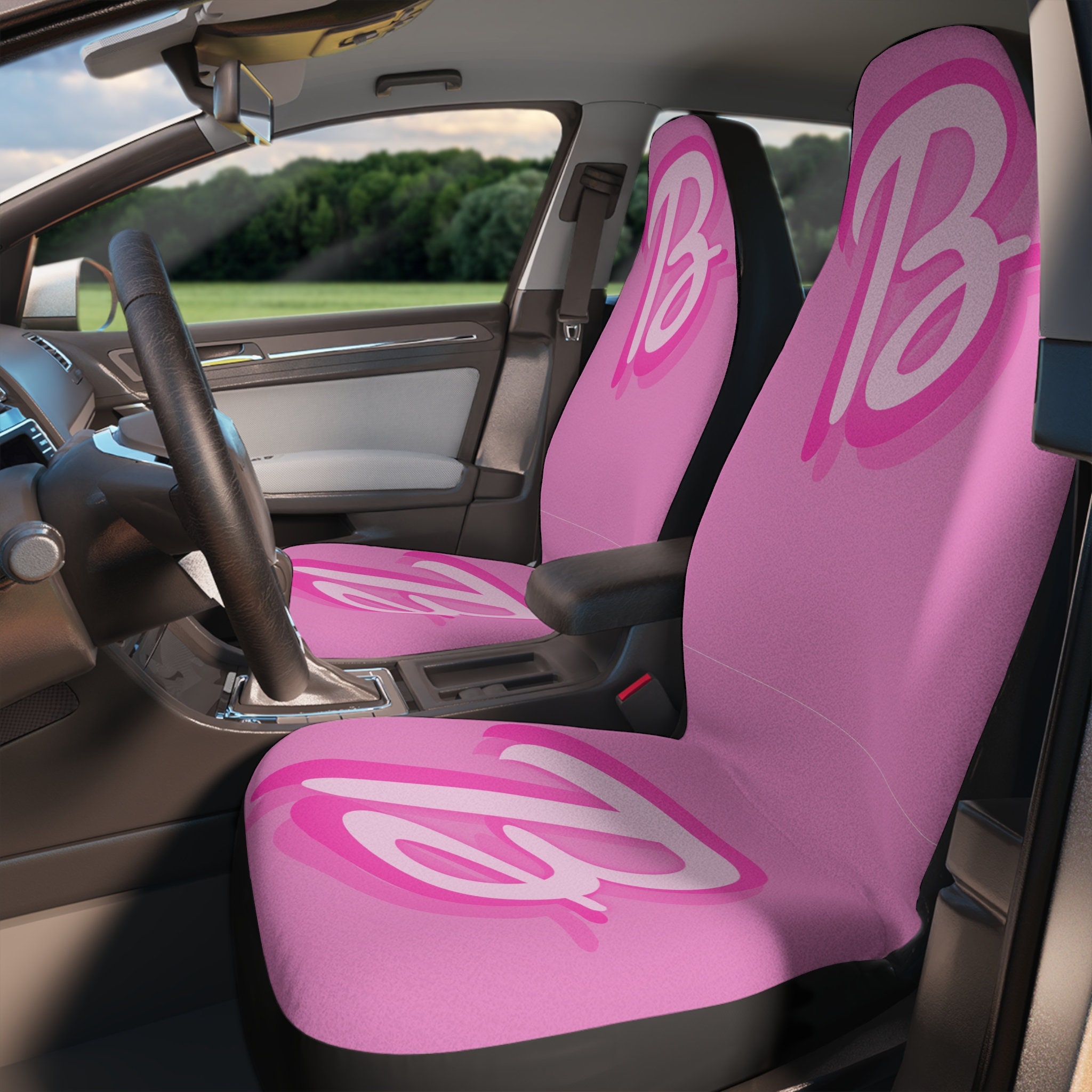 Discover Barbie Big B Icon Pink Car Seat Cover