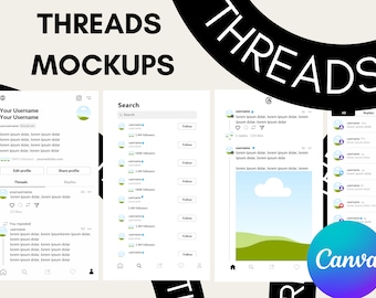 Threads Mockup Templates for Canva (Digital Download)