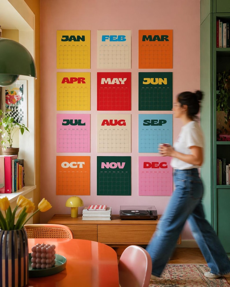 Colorful Wall Calendar 2026 Printable | Minimal Monthly Planner