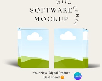 3D Software Box Mockup Templates: Canva Product Branding Bundle