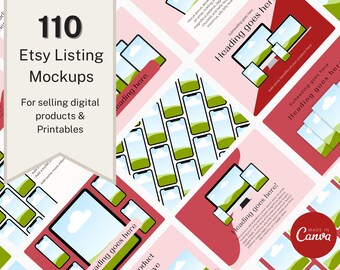 Etsy Listing Mockup Templates: Canva Shop Mockups, RED Theme (110)