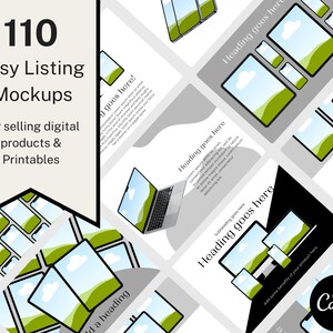 Mockup templates for Etsy listings, tools designed for Etsy sellers, Canva mockups, templates for Etsy listings, BLACK & WHITE Theme