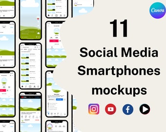 Plantillas de maquetas para redes sociales: Instagram, TikTok, YouTube, Facebook (descarga digital)