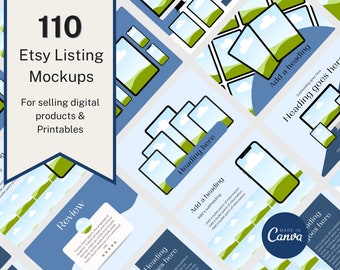 Etsy Listing Mockup Templates: Canva Shop Mockups (110 Templates)