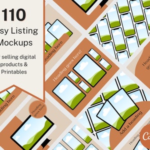 Mockup templates for Etsy listings, tools designed for Etsy sellers, Canva mockups, templates for Etsy listings, Brown Theme