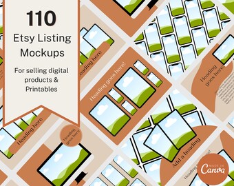 Etsy Listing Mockup Templates: Brown Theme Canva Mockups