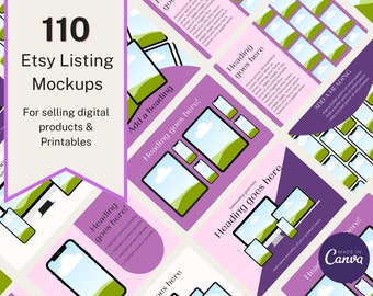 Etsy Listing Mockup Templates: Digital Product Mockups, Canva Theme