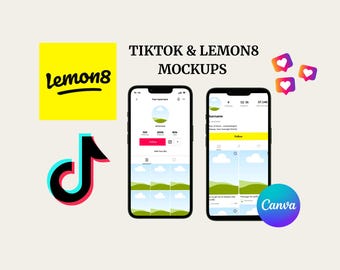 TikTok & Lemon8 Mockup Bundle: Social Media Display (Canva)