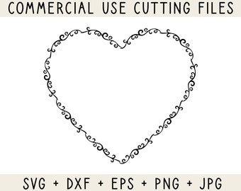 Heart Vine Floral Border SVG PNG AI Vector Silhouette Cricut Cut File Sublimation Printable File