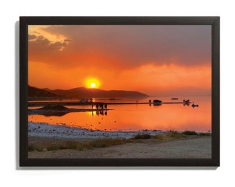 Sunset photograph, digital print download, orange sunset, beach sunset, digital print sunset, wall art, home decor sunset, orange, yellow