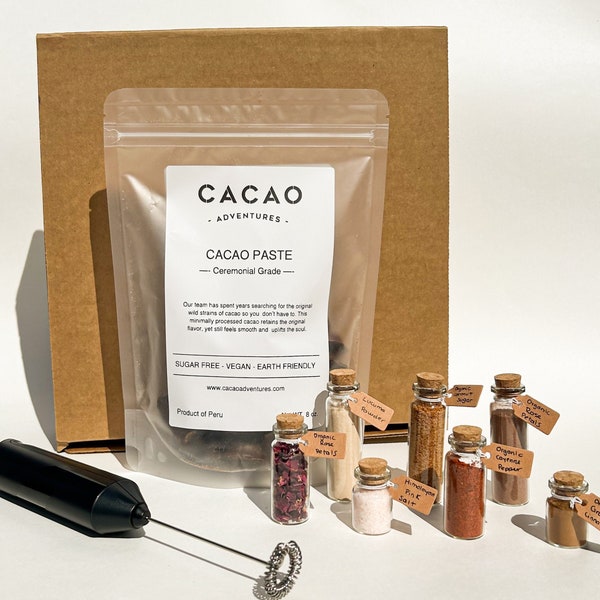 Cacao Ceremony Box | Ceremonial Cacao Paste, Heart opening Set, Deep Heart Cleansing & Release, Grounding Healing