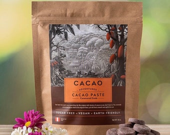 Artisan Ceremonial Grade Cacao Paste Ancestral Peru | Superfood | Fair Trade | Block | Organic | Gifts | Quality | Heirloom | From Nibs