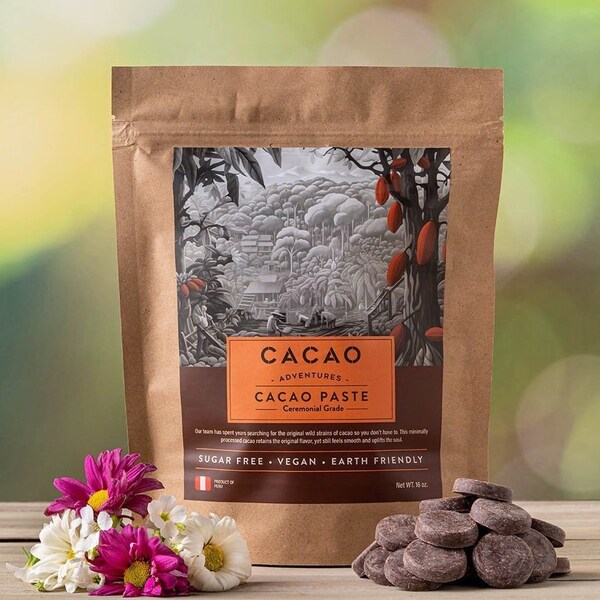 Artisan Ceremonial Grade Cacao Paste Ancestral Peru | Superfood | Fair Trade | Block | Organic | Gifts | Quality | Heirloom | From Nibs