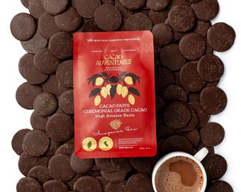 Pâte de cacao de cérémonie - Cacao péruvien héritage 100 % pur, chocolat à boire cru, récolte sauvage, agriculture régénérative