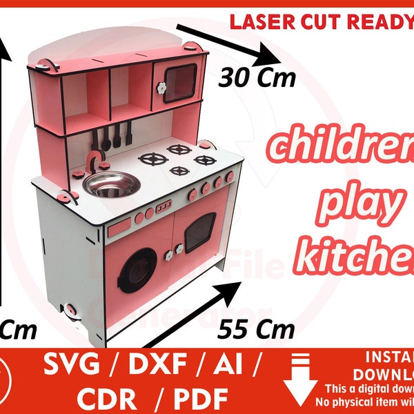 Children's play kitchen doll kitchen's Dxf Cdr Ai Pdf Svg Vektor Christmas gift kid toy
